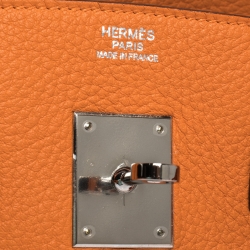 Hermes Orange Togo Leather Palladium Hardware Birkin 30 Bag