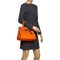 Hermes Orange Togo Leather Palladium Hardware Birkin 30 Bag