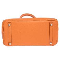 Hermes Orange Togo Leather Palladium Hardware Birkin 30 Bag