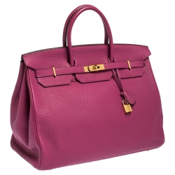Hermes Raspberry Togo Leather Gold Hardware Birkin 40 Bag