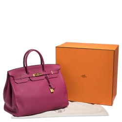 Hermes Raspberry Togo Leather Gold Hardware Birkin 40 Bag