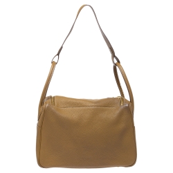 Pre Owned Hermes Natural Sable Clemence Leather Gold Hardware Lindy 34 Bag