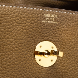 Pre Owned Hermes Natural Sable Clemence Leather Gold Hardware Lindy 34 Bag