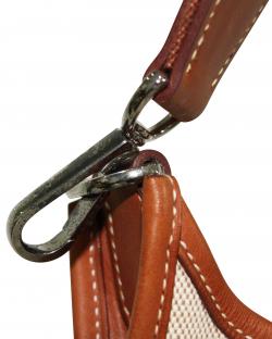 Pre Owned Hermes Beige/Brown Clemence Leather and Toile Canvas Evelyne III 29 Bag