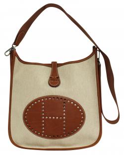 Pre Owned Hermes Beige/Brown Clemence Leather and Toile Canvas Evelyne III 29 Bag
