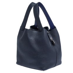 Pre Owned Hermes Blue Nuit Togo Leather Picotin Lock MM Bag