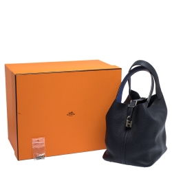 Pre Owned Hermes Blue Nuit Togo Leather Picotin Lock MM Bag