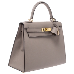 Pre Owned Hermes Gris Asphalte Epsom Leather Gold Hardware Kelly Sellier 28 Bag