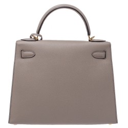 Pre Owned Hermes Gris Asphalte Epsom Leather Gold Hardware Kelly Sellier 28 Bag
