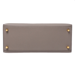 Pre Owned Hermes Gris Asphalte Epsom Leather Gold Hardware Kelly Sellier 28 Bag