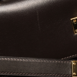 Pre Owned Hermes Cacao Box Calf Leather Gold Hardware Kelly Sellier 35 Bag