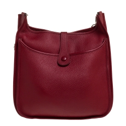 Pre Owned Hermes Rouge Casaque Clemence Leather Evelyne III GM Bag