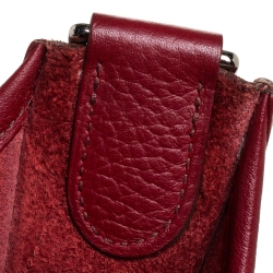 Pre Owned Hermes Rouge Casaque Clemence Leather Evelyne III GM Bag