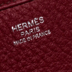 Pre Owned Hermes Rouge Casaque Clemence Leather Evelyne III GM Bag
