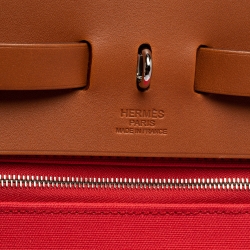 Pre Owned Hermes Natural/Rose Jaipur Canvas and Leather Herbag Zip 39 Bag