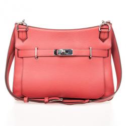 Pre Owned Hermes Rose Jaipur Taurillon Clemence Leather Jypsiere 34 Bag