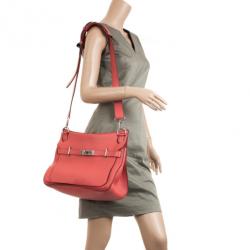 Pre Owned Hermes Rose Jaipur Taurillon Clemence Leather Jypsiere 34 Bag