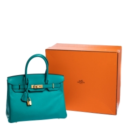 Hermes Vert Veronese Epsom Leather Gold Hardware Birkin 30 Bag