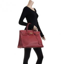 Hermes Rouge Garance Birkin Clemence 40 CM