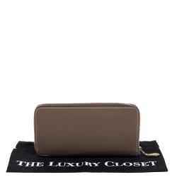 Pre Owned Hermes Etoupe Epsom Leather Azap Classic Wallet
