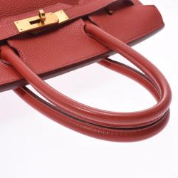 Hermes Vermilion Red Togo Leather Gold Hardware Birkin 30 Bag
