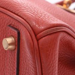 Hermes Vermilion Red Togo Leather Gold Hardware Birkin 30 Bag