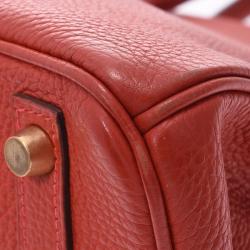 Hermes Vermilion Red Togo Leather Gold Hardware Birkin 30 Bag