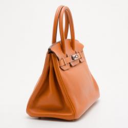 مملوكة مسبقًا Hermes Orange Togo Leather Palladium Birkin 30 Bag
