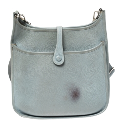 Pre Owned Hermès Ciel Clemence Leather Evelyne III PM Bag