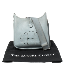 Pre Owned Hermès Ciel Clemence Leather Evelyne III PM Bag
