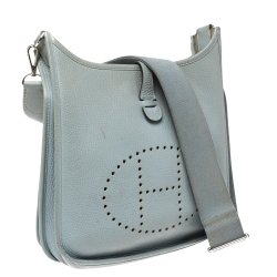 Pre Owned Hermès Ciel Clemence Leather Evelyne III PM Bag
