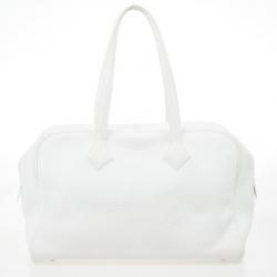 Pre Owned Hermes White Leather Victoria Elan Bag 