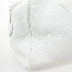 Pre Owned Hermes White Leather Victoria Elan Bag 