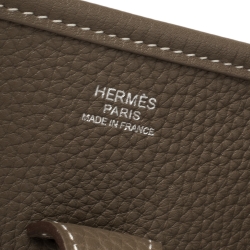 Hermes Etoupe Grey Togo Leather Evelyne III PM Bag