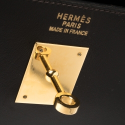 Pre Owned Hermes Cacao Box Calf Leather Gold Hardware Kelly Sellier 35 Bag