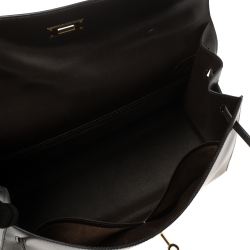 Pre Owned Hermes Cacao Box Calf Leather Gold Hardware Kelly Sellier 35 Bag