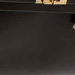 Pre Owned Hermes Cacao Box Calf Leather Gold Hardware Kelly Sellier 35 Bag