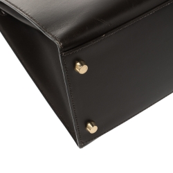 Pre Owned Hermes Cacao Box Calf Leather Gold Hardware Kelly Sellier 35 Bag