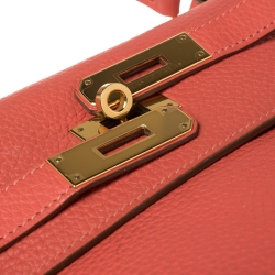 Hermes Rose Jaipur Clemence Leather Gold Hardware Kelly Retourne 32 Bag