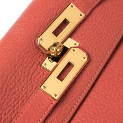 Hermes Rose Jaipur Clemence Leather Gold Hardware Kelly Retourne 32 Bag