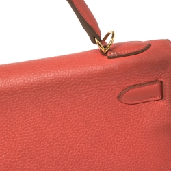 Hermes Rose Jaipur Clemence Leather Gold Hardware Kelly Retourne 32 Bag