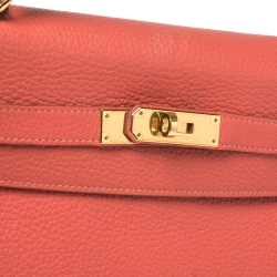 Hermes Rose Jaipur Clemence Leather Gold Hardware Kelly Retourne 32 Bag