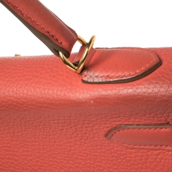 Hermes Rose Jaipur Clemence Leather Gold Hardware Kelly Retourne 32 Bag