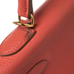 Hermes Rose Jaipur Clemence Leather Gold Hardware Kelly Retourne 32 Bag
