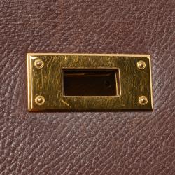 Pre Owned Hermes Chocolat Courchevel Leather Gold Hardware Kelly Sellier 32 Bag