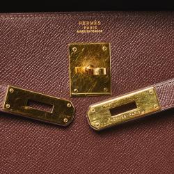 Pre Owned Hermes Chocolat Courchevel Leather Gold Hardware Kelly Sellier 32 Bag