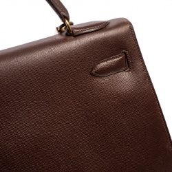 Pre Owned Hermes Chocolat Courchevel Leather Gold Hardware Kelly Sellier 32 Bag
