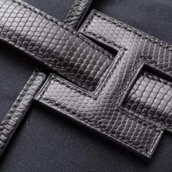 Pre Owned Hermes Black Satin Lizard Jige Clutch