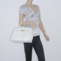 Hermes White Clemence Birkin 30