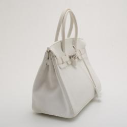 Hermes White Clemence Birkin 30
